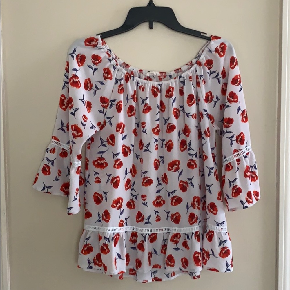 Red & Blue Floral Blouse!